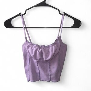 purple cami ruffled crop top